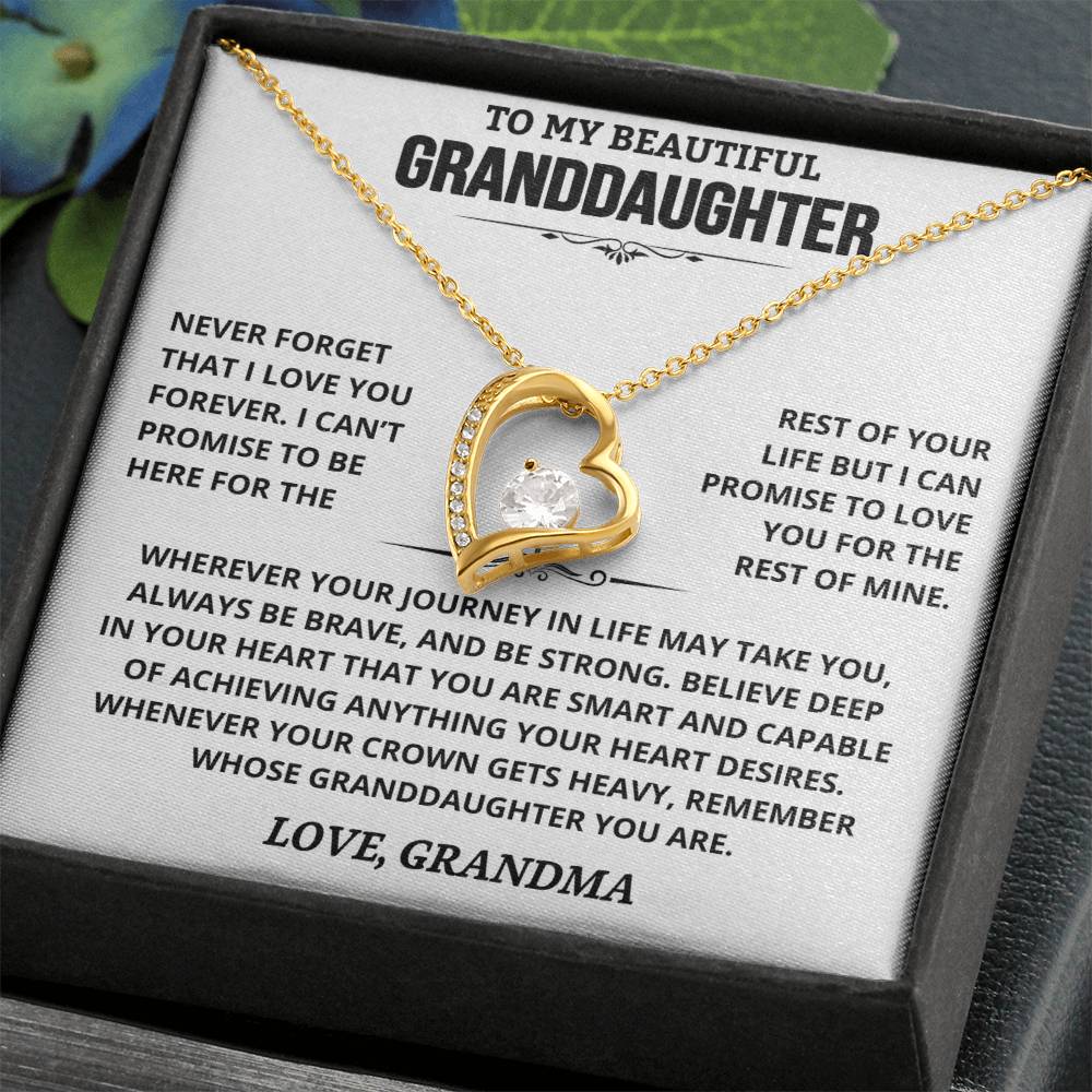 To My Granddaughter — Be Brave, Be Strong Forever Love Necklace from Grandma